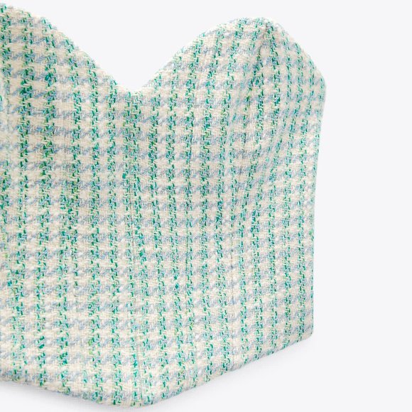 ZARA CHECKERED CORSET CROP TOP - Picture 3 of 10